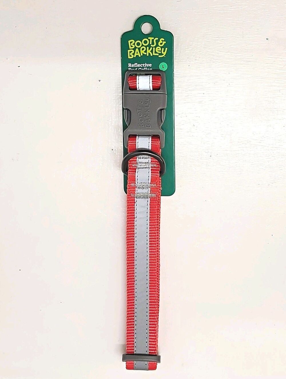 Boots & Barkley Reflective Adjustable Standard Dog Collar L Orange/GrayPolyester
